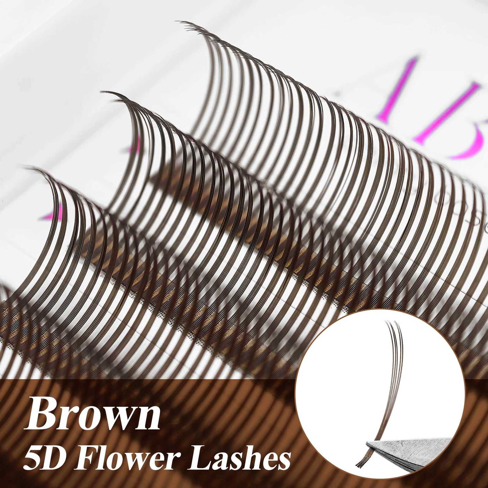 5D Flower Wet Lash Extensions Individual Lashes Brown Volume Soft 5D Flowering Fairy False Easy Fans Volume Eyelashes Z250730