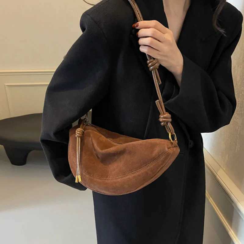 2025 Hot Faux Suede Super Popular Niche Suede Shoulder Bag for Women Single Crossbody Bags Underarm Dumpling Sweet Bags Y250730
