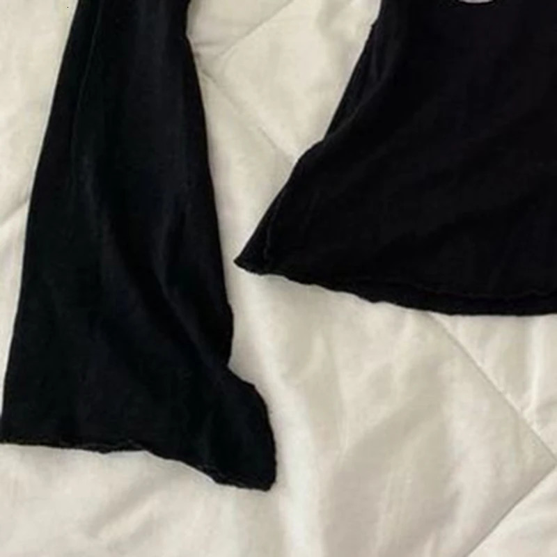 Womens Hip hop 90s Vintage Punk TShirt autumn Streetwear Sexy Short Sleeve Gothic Slim Crop Top girl Casual Femme Tee y2k 250724