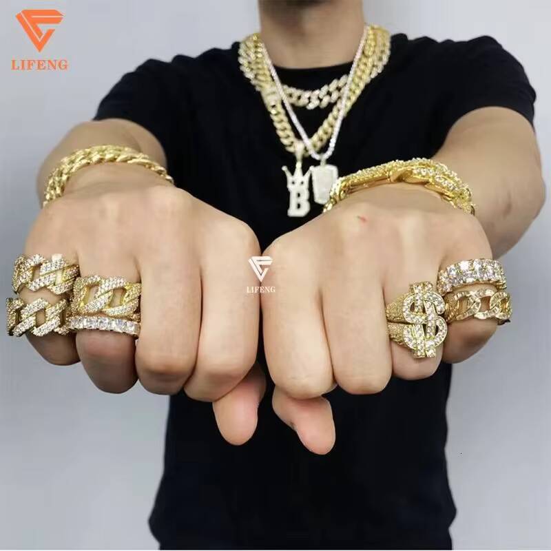 Customizable Sterling Silver 925 Mens Hip Hop Ring VVS Moissanite Cut Diamond High Quality Fashion Jewelry