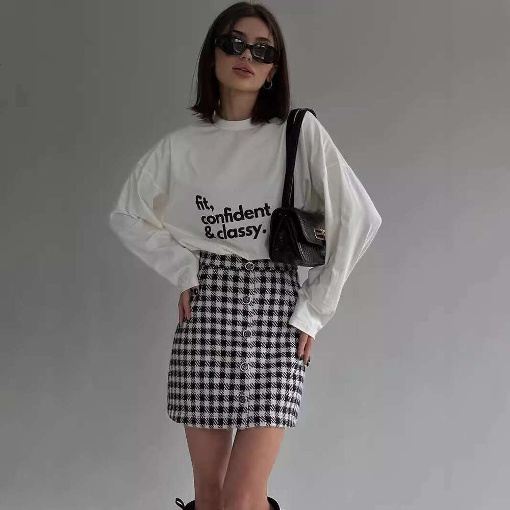 American Style Printed T-Shirt For Women, Pure Cotton Long Sleeve Letter Pattern Loose Top Ins B5