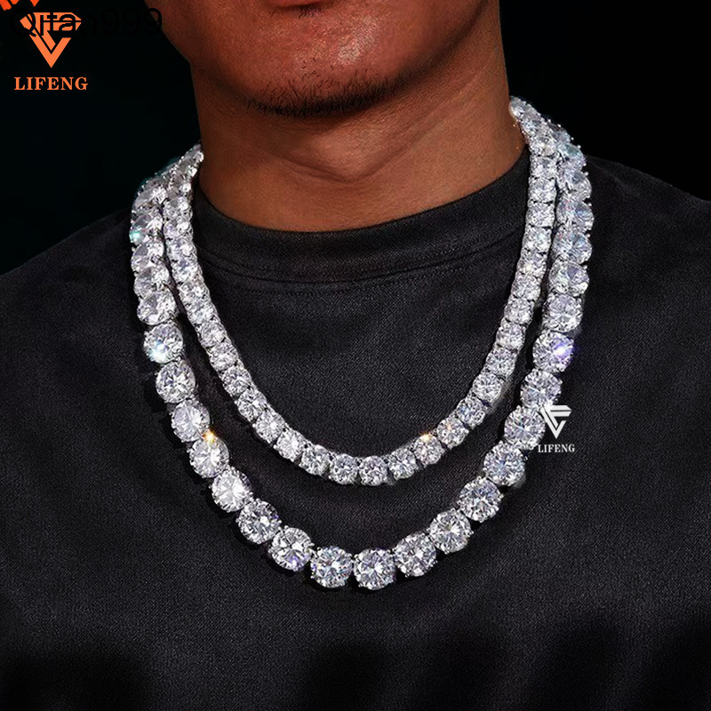 8mm 10mm Big Grade d Vvs1 Moissanite Tennis Chain Necklace Iced Out Mossanite Tennnis Chain Men
