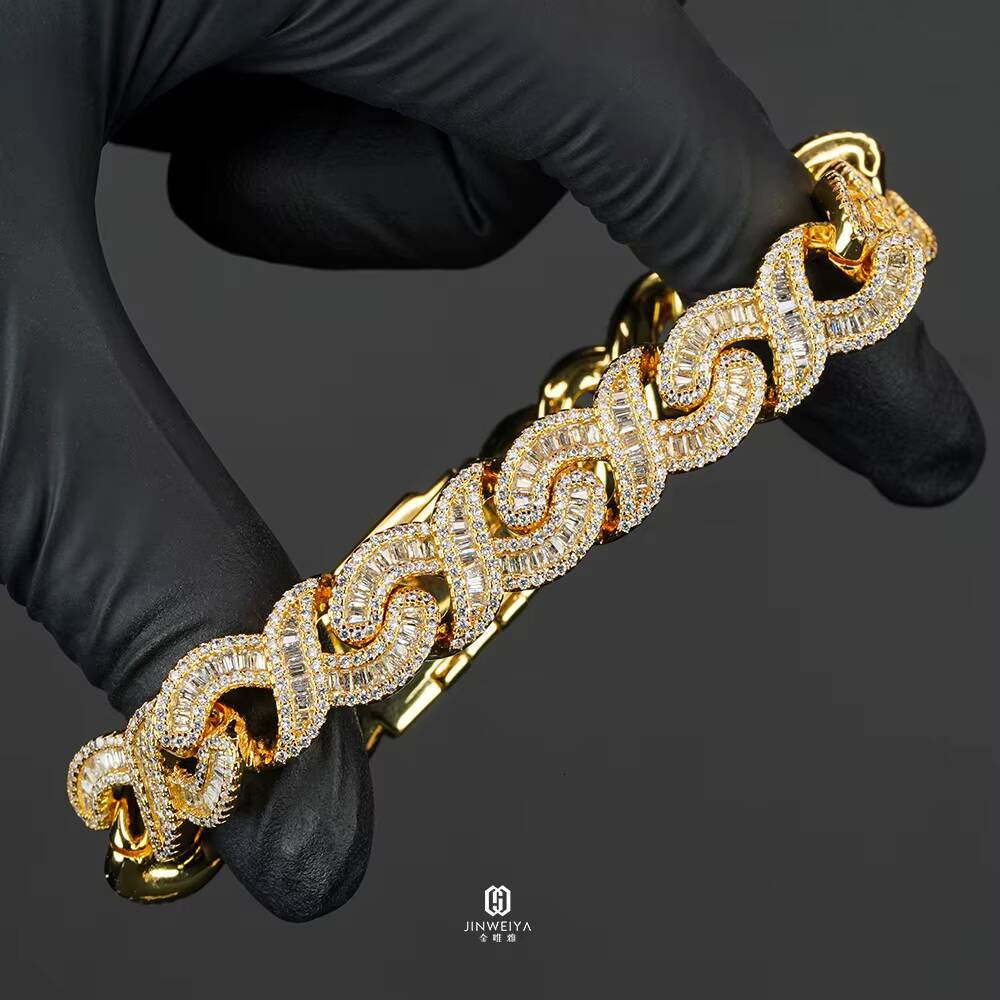 925 Silver Cuban Link Necklace for Men 12mm Moissanite with Rhodium Plating Mens Jewelry