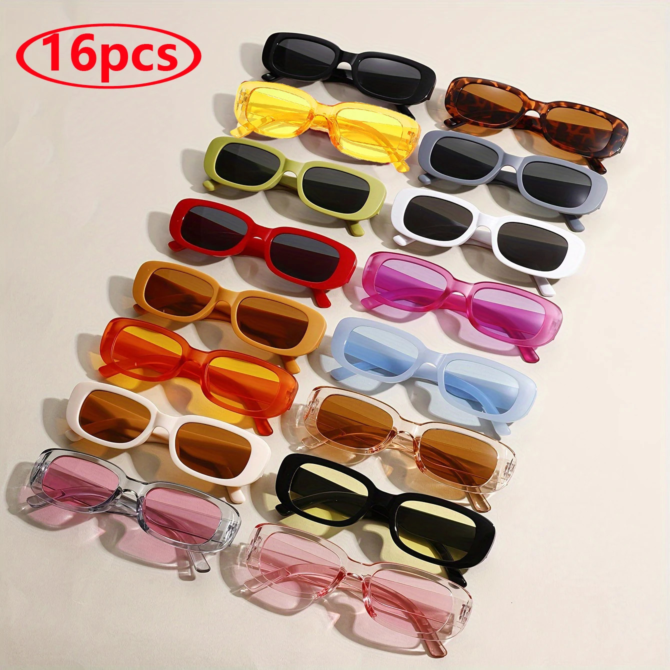 16pcs Fashion Small Square Frame Sunglasse Summer Vintage Punk Rectangle Wholesale Jelly Colors Sun Glasses Shades UV400 250729