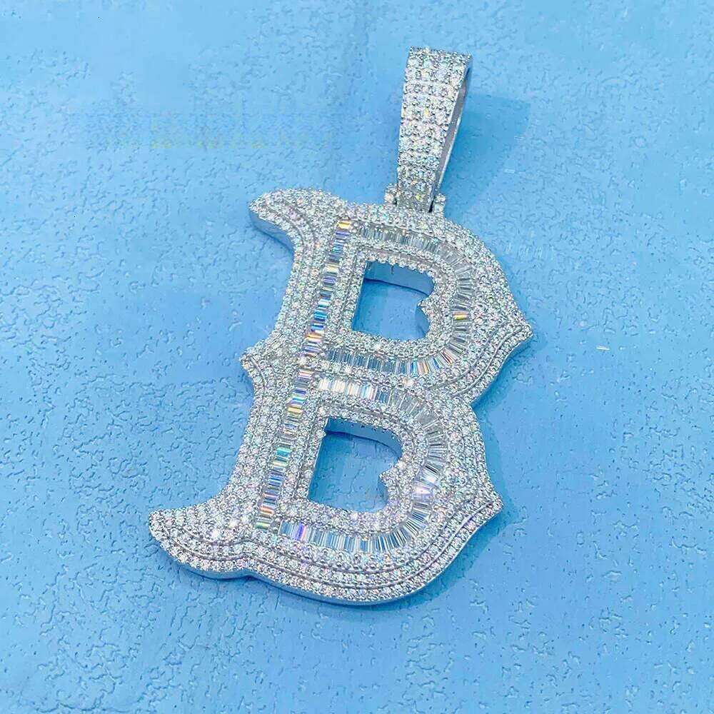Sier Jewelry Hiphop Pendant A-Z initial letters custom moissanite iced out pendant