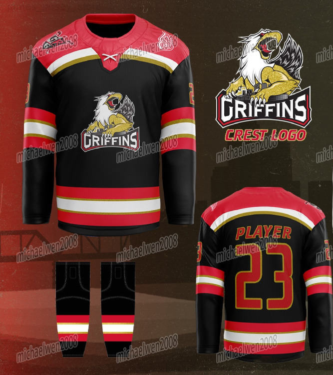 202425 AHL Grand Rapids Griffins Hockey Jersey Dominik Shine Josiah Didier Elmer Soderblom Marco Kasper Taro Hiros