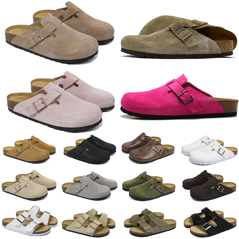 designer slippers men women sandals bostonclog black brown grey slides leather Suede clogs mens womens sliders strap slipper flip flops sandal