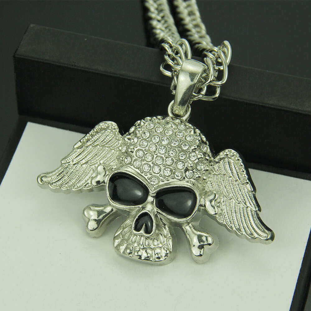 Hot Selling Full Dia Wing Skull Pendant Hip Hop Exaggerated Fashion Trendy Jewelry