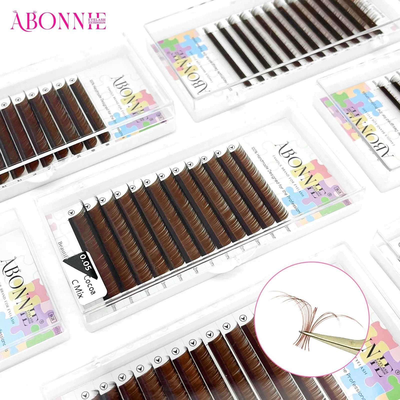 Abonnie L M Curl Brown Classic Individual Eyelashes Russian Volume Lashes Z250730