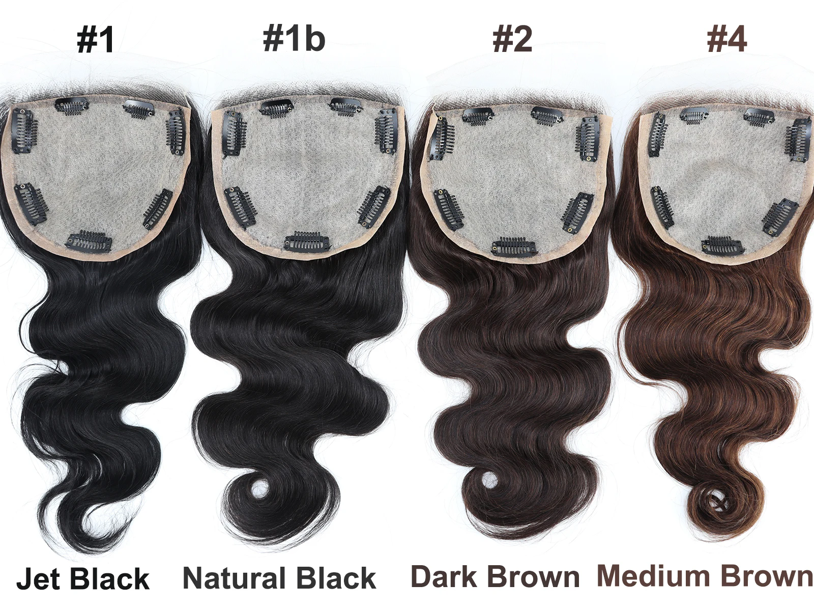 Silk Base Lace Closure with Clips in Body Wave Virgin European Human Hair Topper for Women Silk Top Real Hair Toupee 12x13cm black brown