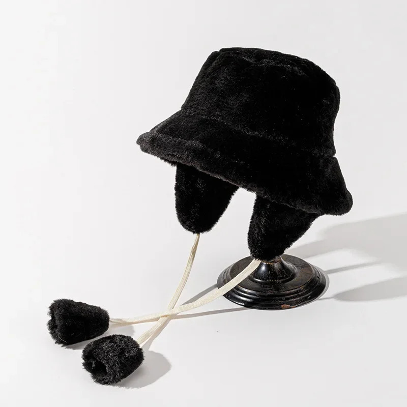Winter Barrel Cap Cotton Fabric Ear Protection Cap Bomber Winter Warm Bucket Hat Hats for Women Golf Cap Hiking Hat Fur Hat 250724