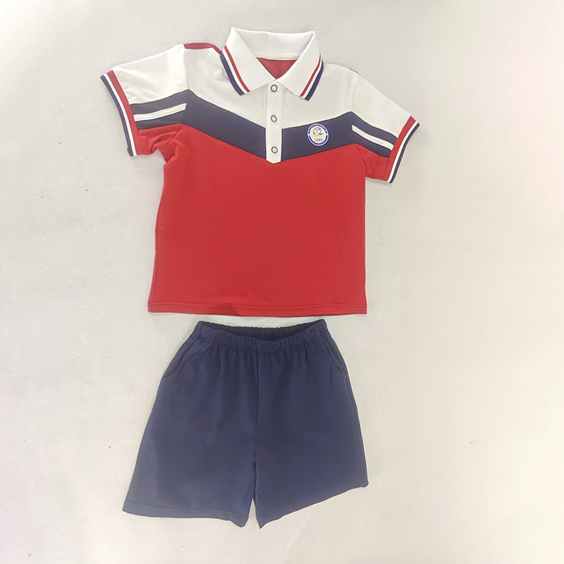 Summer school style children's short sleeved class uniform, elementary school uniform customization manufacturer