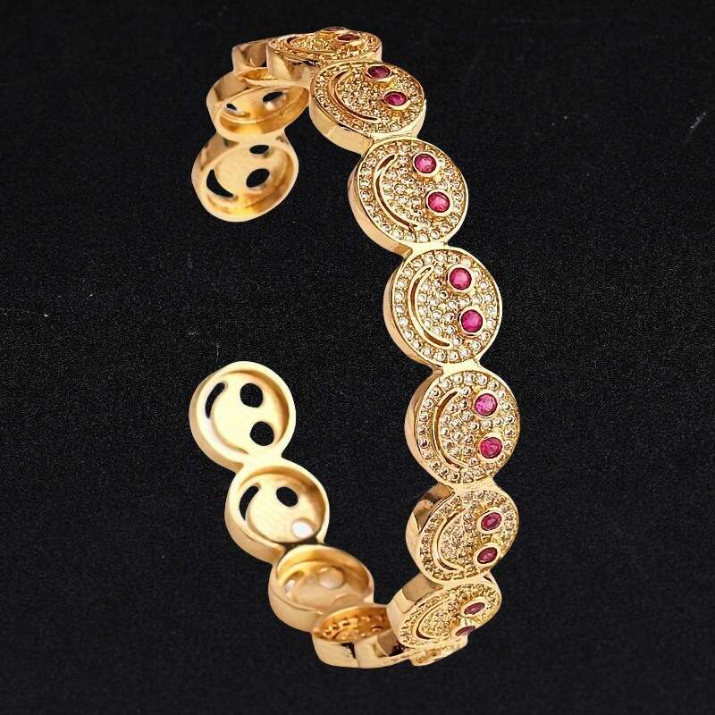 Hot-selling Multi-color Smiley Face Copper Micro-inlaid Zircon Creative Design Bracelet