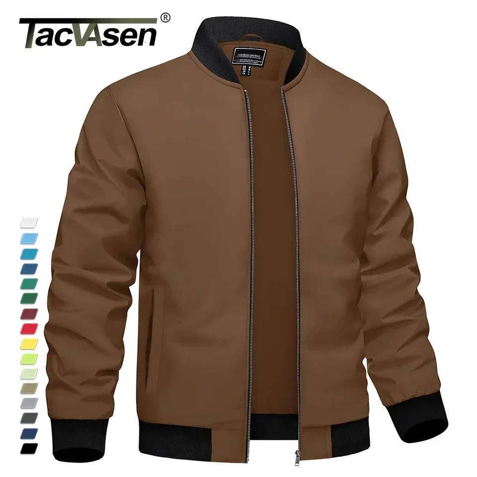 TACVASEN Lightweight Bomber Jackets Mens Waterproof Casual Jacket Outdoor Basketball Jakcets Coats With Pocket Windbreaker 250730