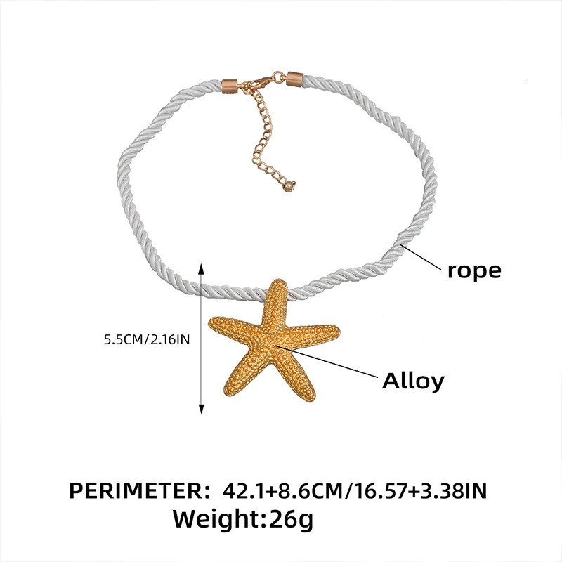 Rope Chain Metal Starfish Necklace For Women Large Pendant Fashion Jewelry Holiday Accessories Trendy Style Party Gift MQ109 250729