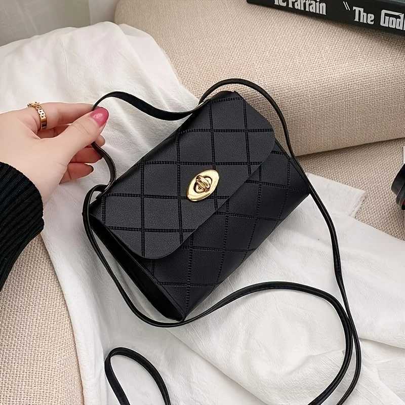 Korean Style Diamond Quilted Square Bag for Women Trendy Top Handle Crossbody Bag Chain Underarm Purse Shoulder Bag Y250730