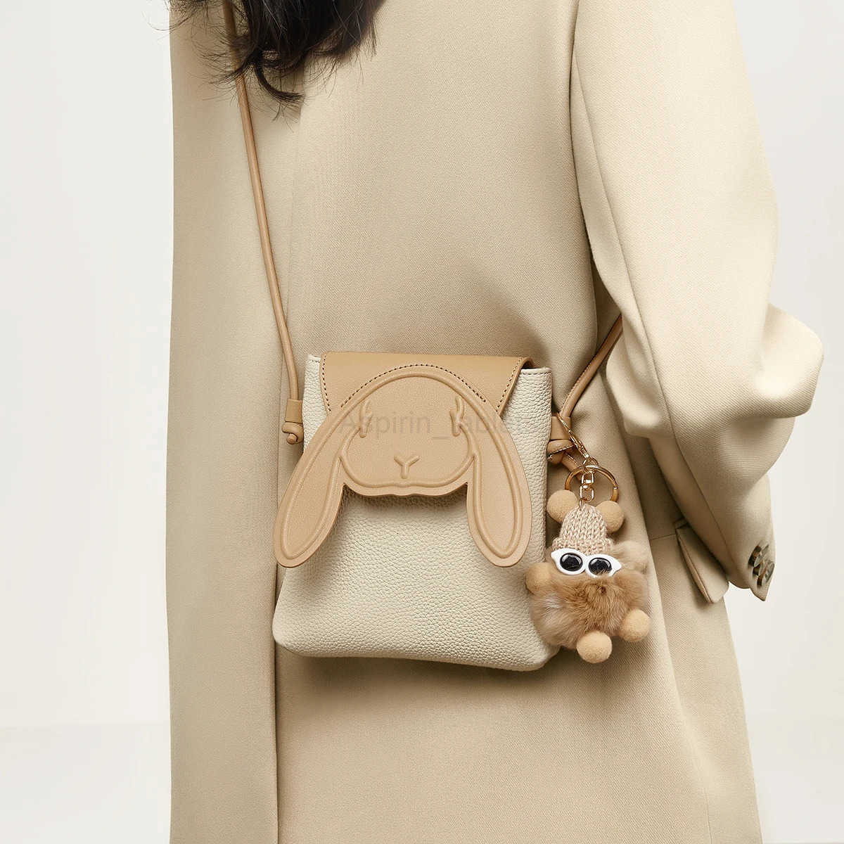 Women Leather Cute Rabbit Design Shoulder Bag Small Crossbody Bag Cellphone Bag M250730