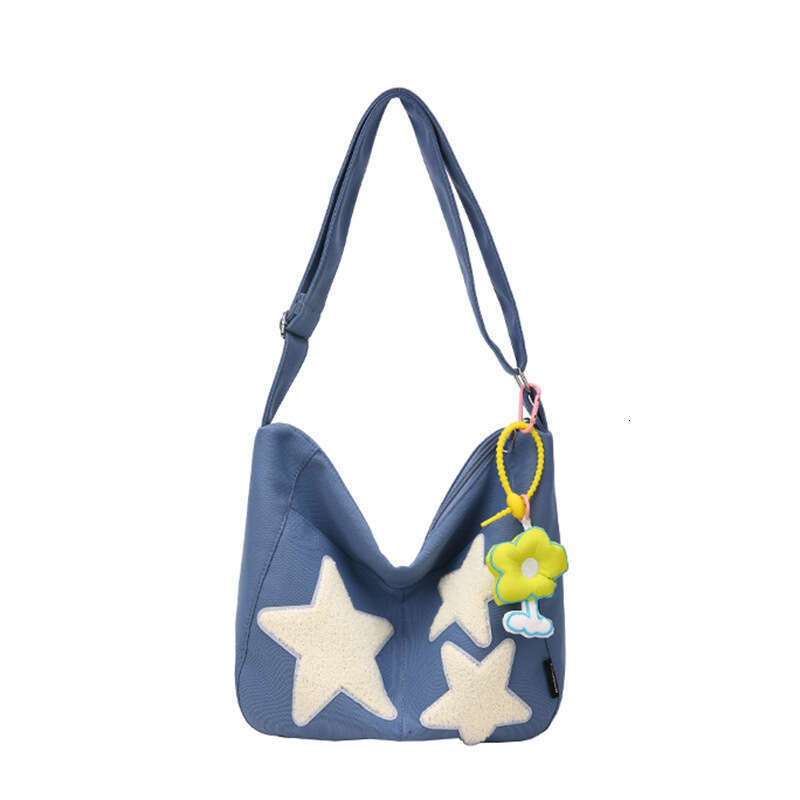 Five-Pointed Star Canvas Large Capacity Commuter Women with Cute Design Students, Suitable for Class, Crossbody and Shoulder Bag