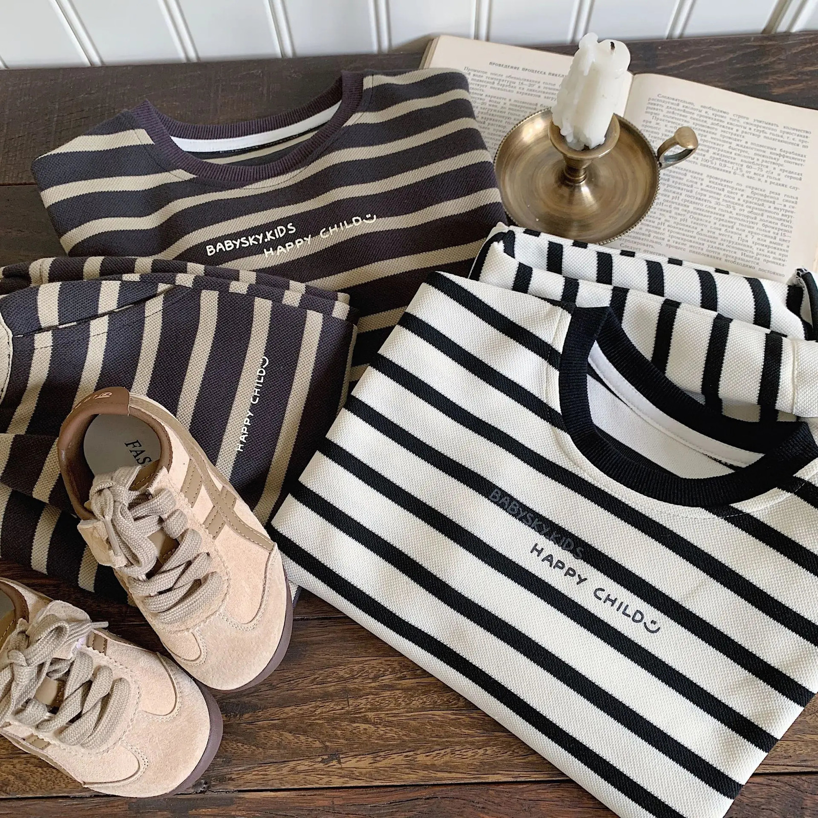 Autumn Baby Boys Two-piece Suit Letter Printed T-shirtElastic Waist Pant Kids Baby Boys Sets Striped Long Sleeves Baby Boys Set 250729