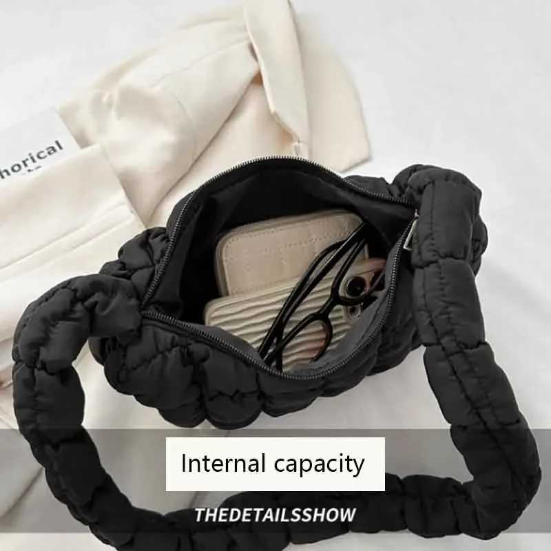 Quilted Pleated Shoulder Bags for Women Padded Bag Nylon Handbags Bucket Purse Cloud Bubbles Hobo Puffer Nylon Tote Bag Bags Y250730