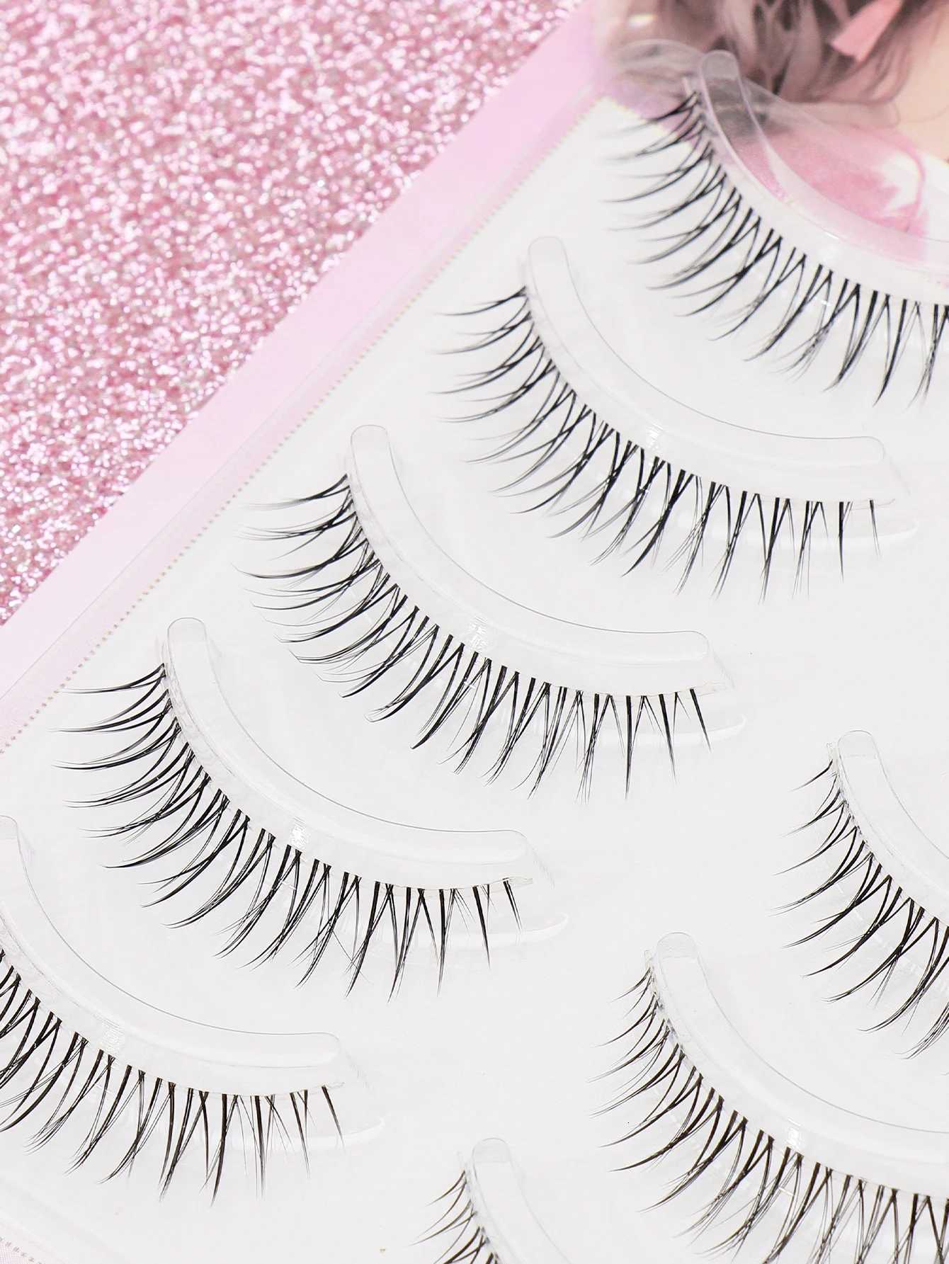 5 Pairs Natural Lashes Faux Mink Eyelashes Winged End Eye Elongated Eyelashes Natural Long Full False Lashes Makeup Z250731