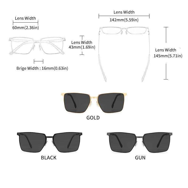 GCV Polarized Sunglasses Aluminum Magnesium Sun Driving Glasses Rectangle Shades For Men UV400