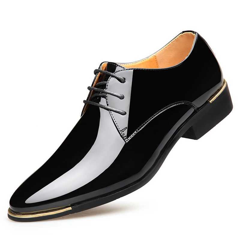 Patent Leather Men Dress Shoes 2021 New Brand Mens Business Shoes Italian Style Fion Men Wedding Shoes M Footwear 38-47 Y250730