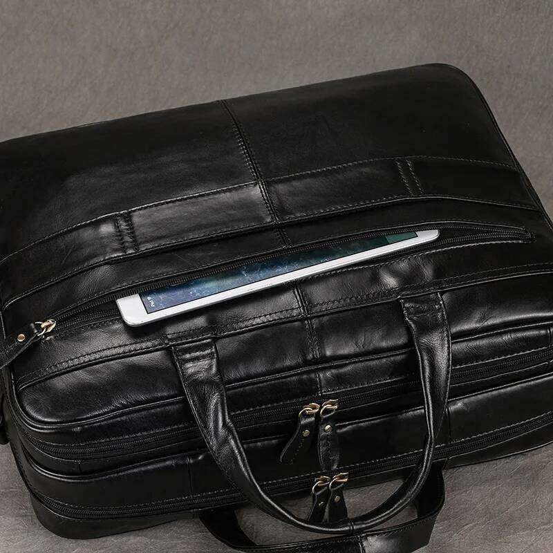 Genuine Briefcase Man Large Capacity Computer Cow Leather Messenger Bag Handbag For Male Black Business Bags bag