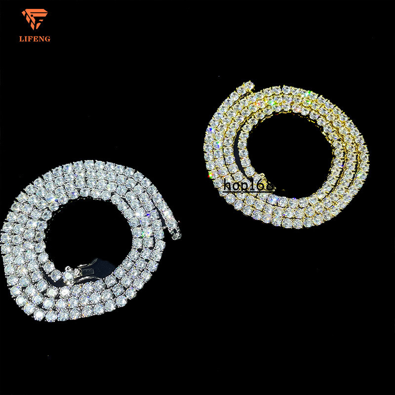 Hot Selling Wholesale Price Hip Hop Fashion Sparkle 3MM 4MM 5MM Stainless Steel 5A Moissanite Tennis Chain