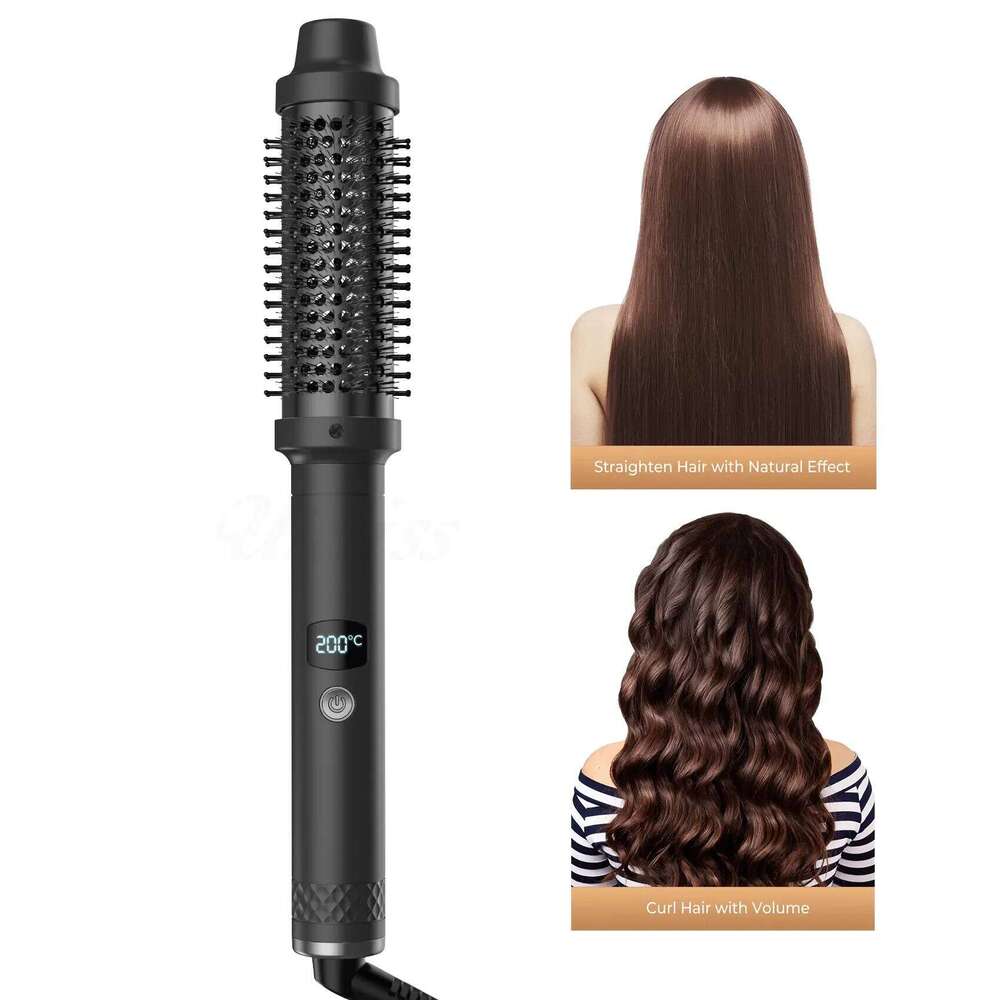 Thermal Brush,1.5 In Ionic Heated Round Brush Makes Hair Smoother, 110-240V 30S Fast Heating 5 Temperatures - Black
