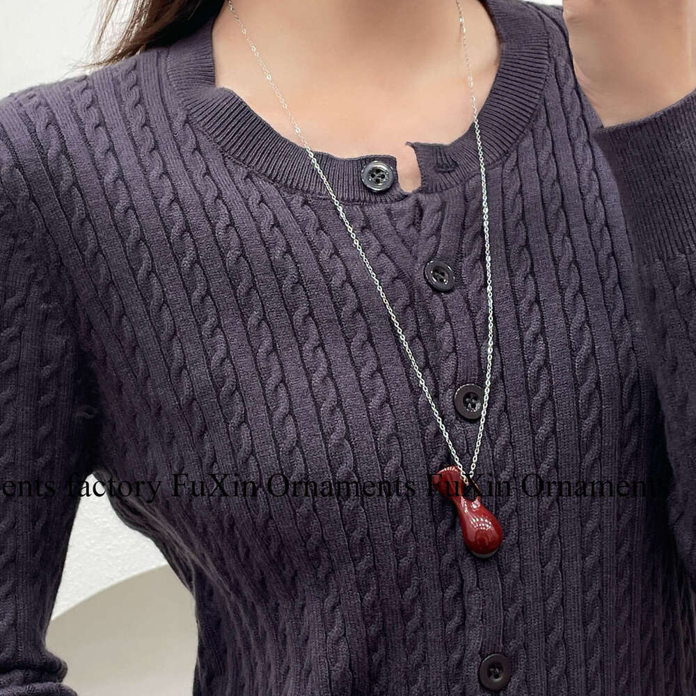 New Niche Design Bottle Heart Necklace Light Style Red Versatile Simple Accessory Layered Long Pendant e8e