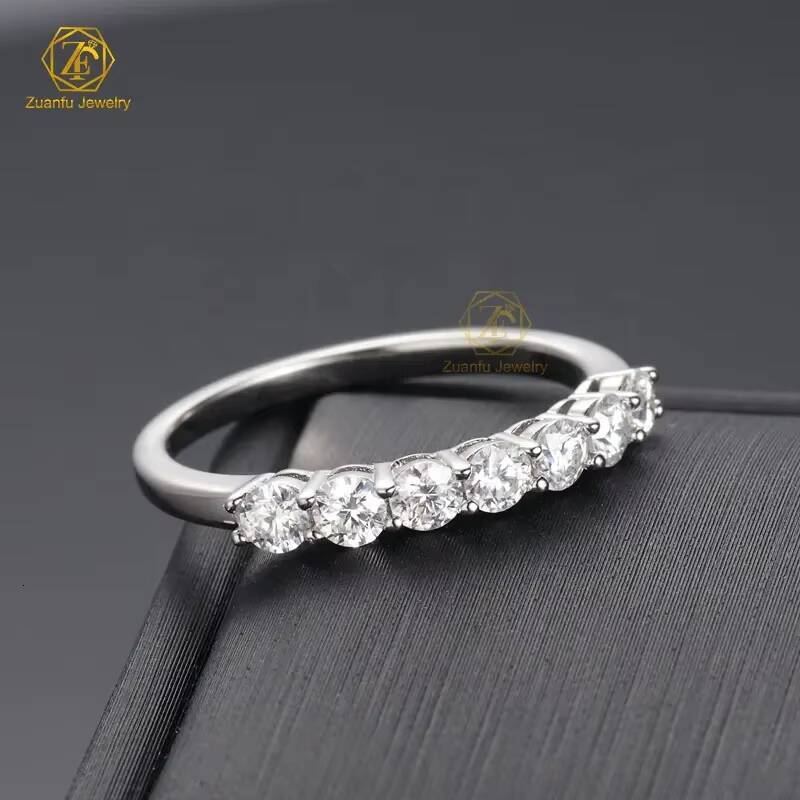 Hot Selling 18K Solid Gold Lab Grown Half Eternity Wedding Engagement Ring for Women Customizable with GRC/IGI Certificate