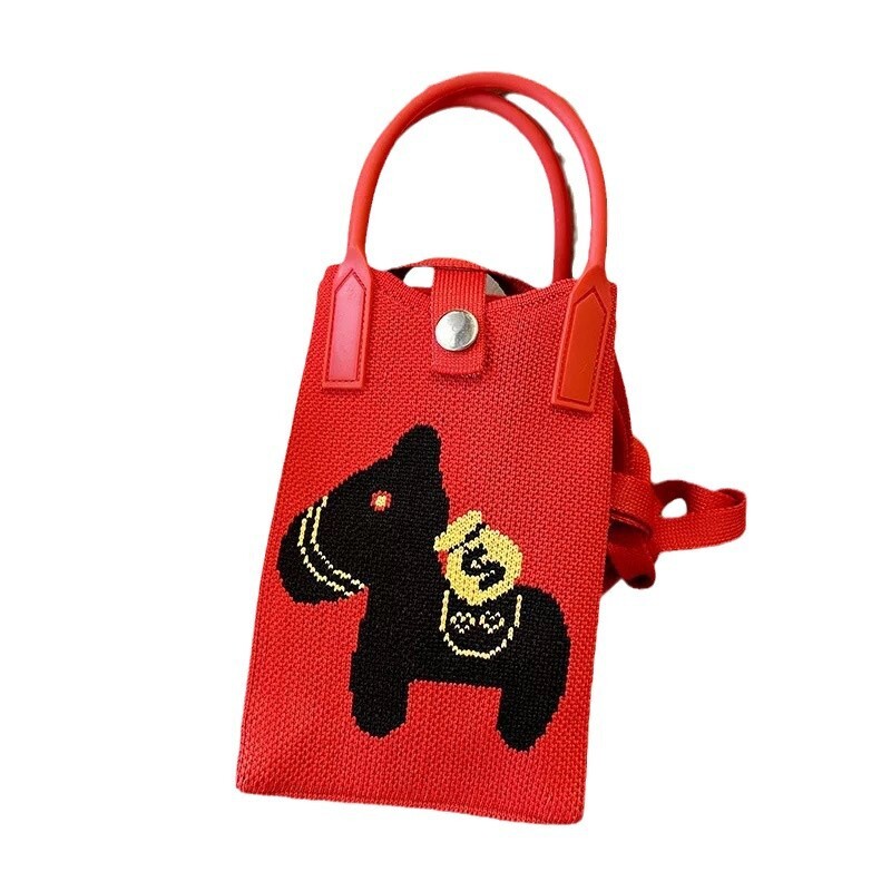 New Knitted Mobile Phone Bag New Year Wedding Series trend Cross border Women s Handbag Designer Bag Women s Crossbody Bag