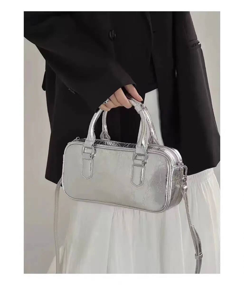 JIAERDI High Street Sier Square Purse Women Hot Girls Leather Handle Messenger Ladies Vintage Y2k Hand Bag Bolso Mujer high-quality