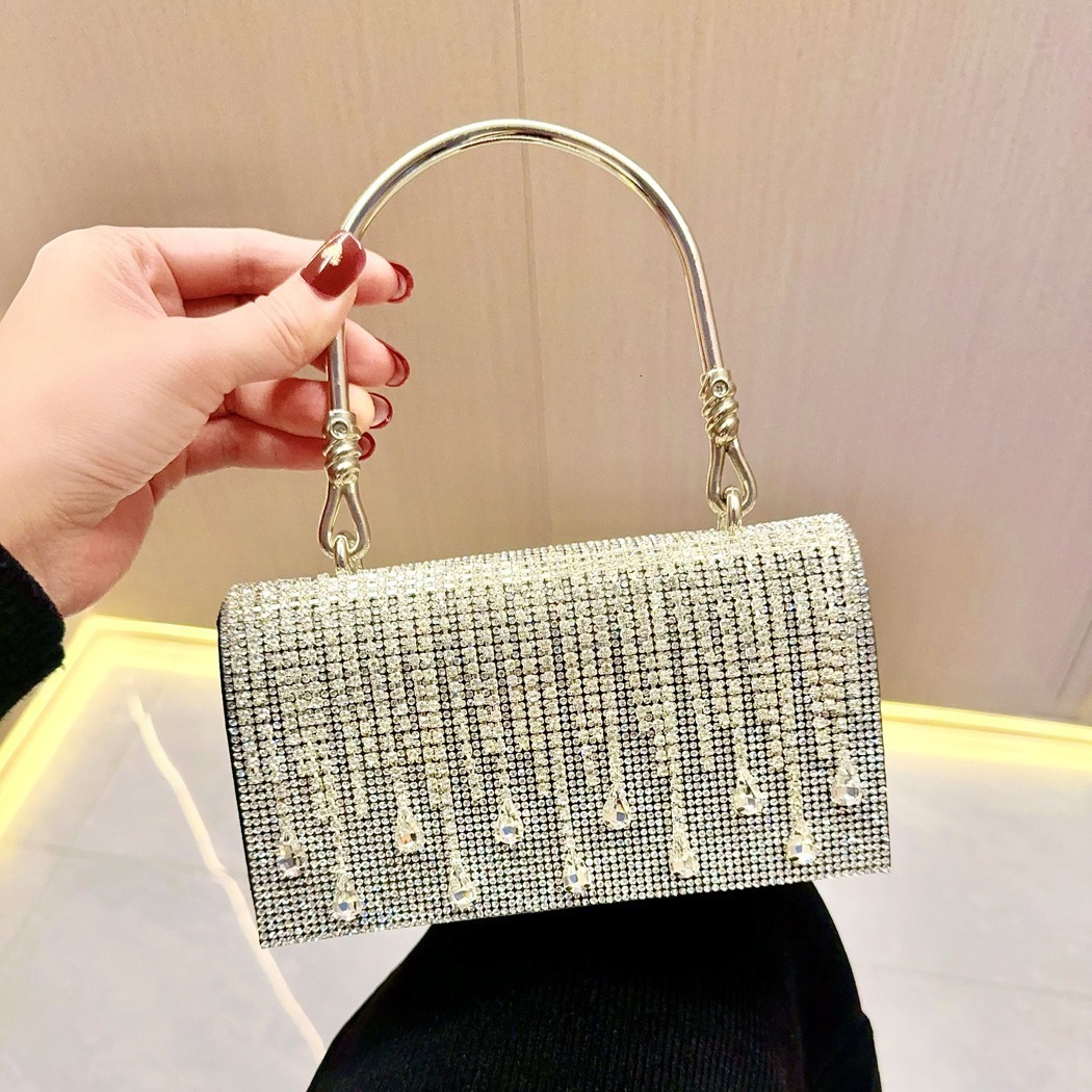 2025 designer's new retro tassel rhinestone handbag, evening wear crossbody bag