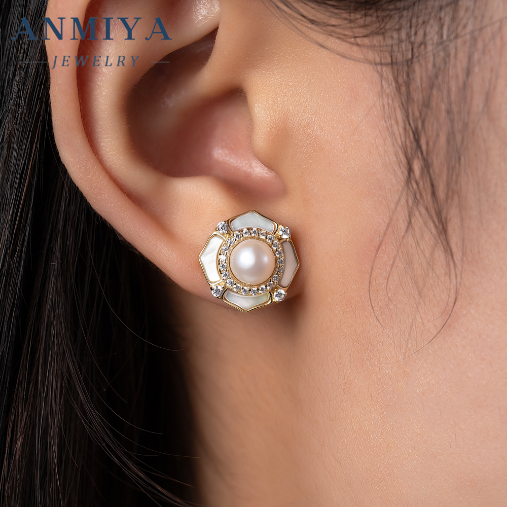 925 Sterling Silver 18K Gold Plated Dainty Flower Stud Earrings