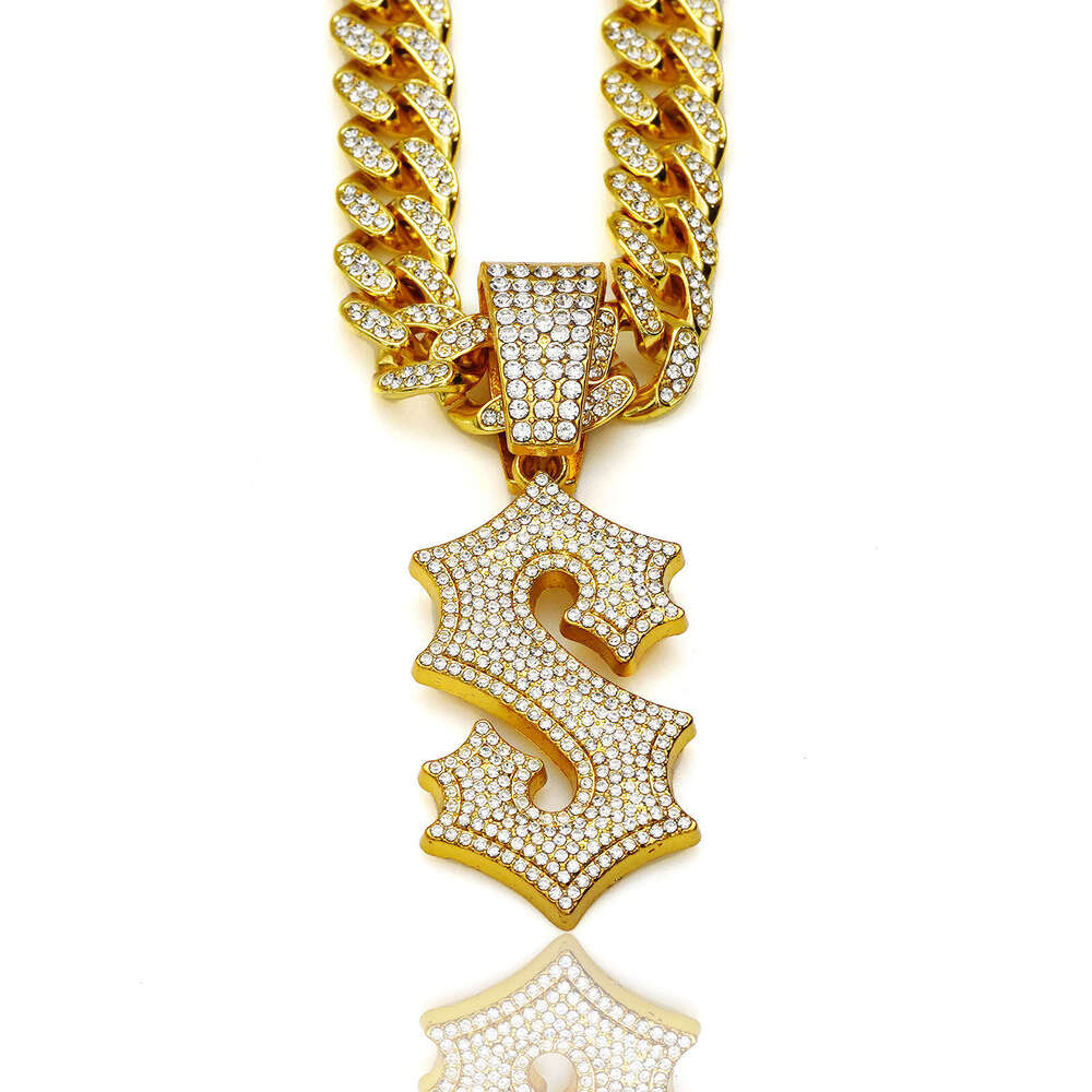 Men's Versatile Hip-Hop Cuban Chain Fashion Personality Full Dia S Letter Pendant