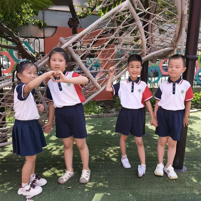 Manufacturer customized kindergarten primary school uniform polo shirt set for men and women's sportswear