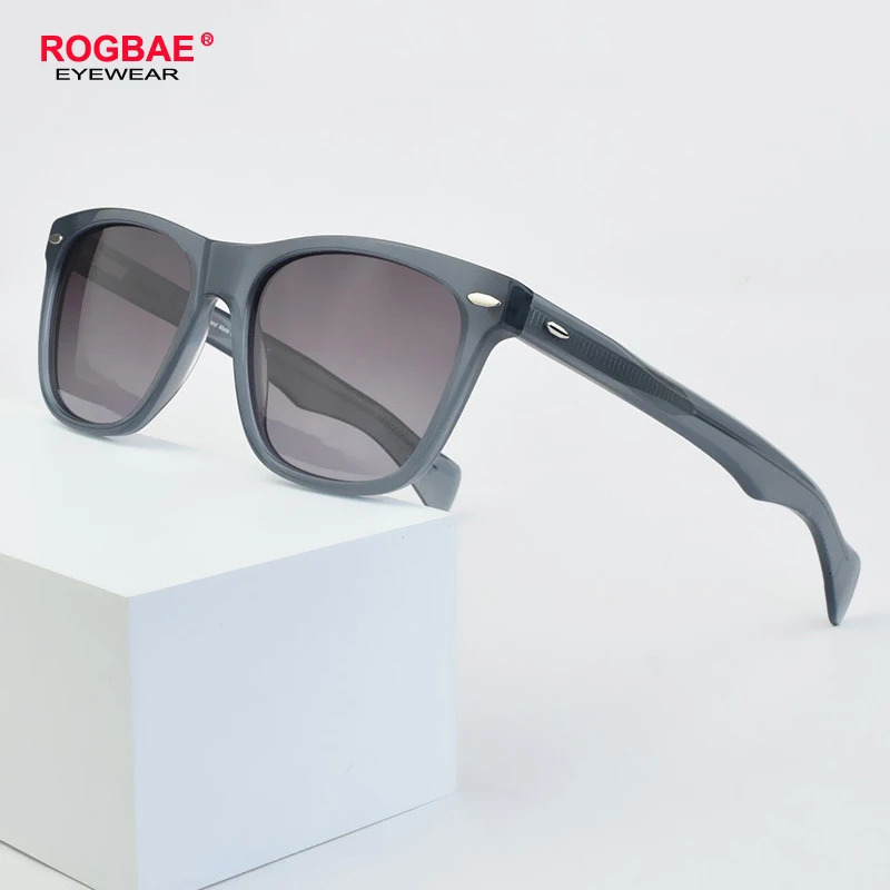 ROGBAE Vintage Acetate polarized Sunglasses Men S8581 High Quality Retro Sun glasse Sunglass UV400 250729