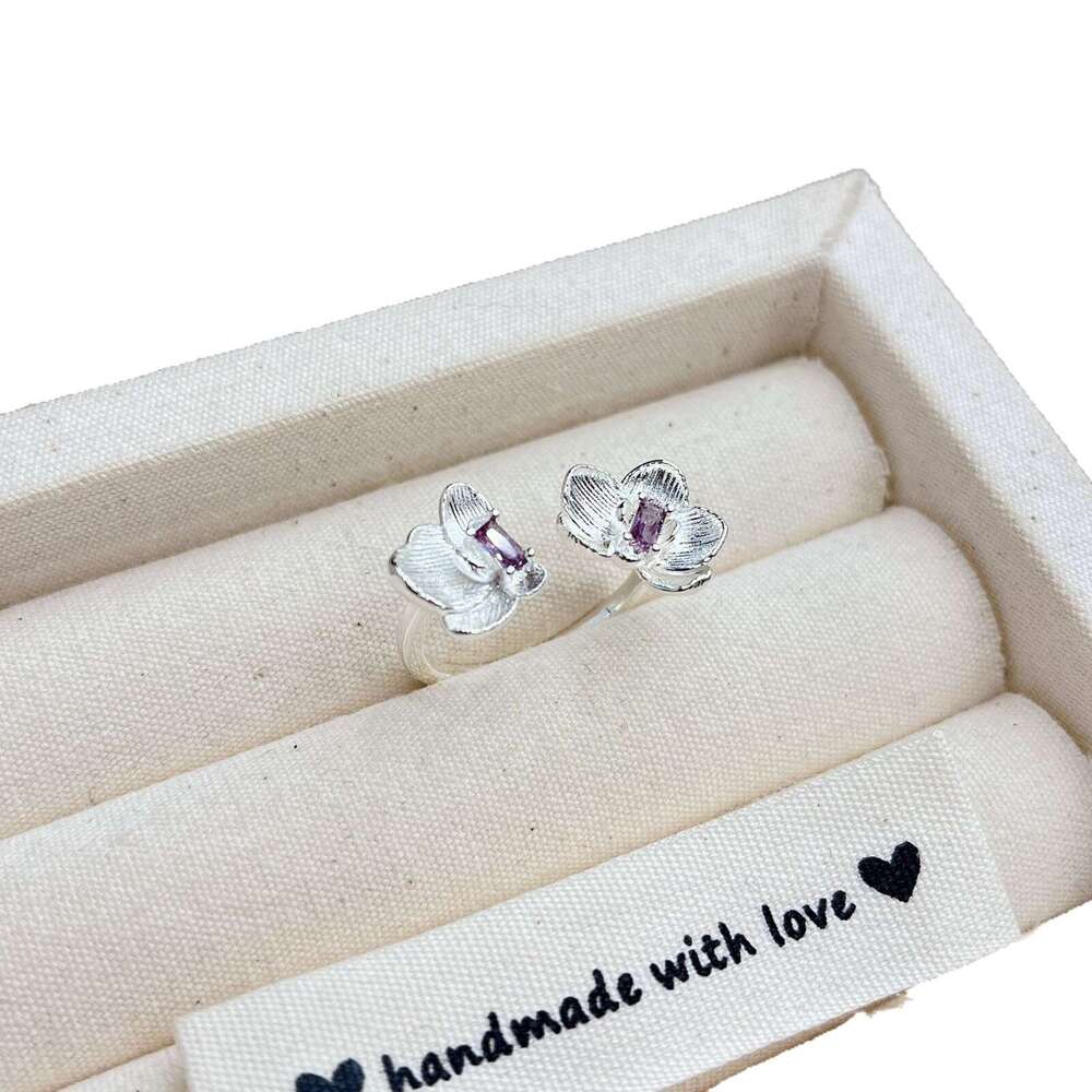 Purple Zircon Iris Double Three-Dimensional Cool Sense Light Luxury National Style Open 2025 Spring New Ring d4b