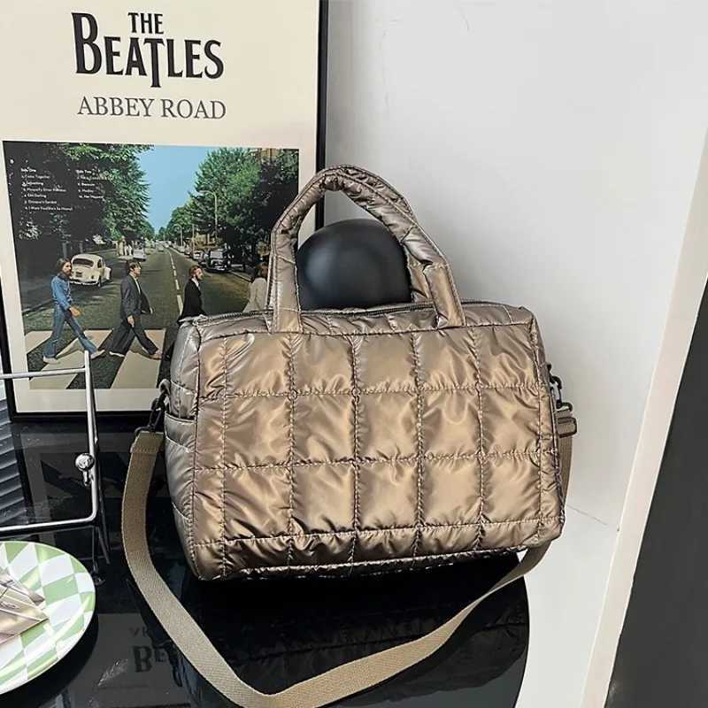 Luxury Space Padded Cotton Handbag Big Capacity Shoulder Bag Waterproof Nylon Bag Travel Down Crossbody Bag Purse Bolsa Y250730