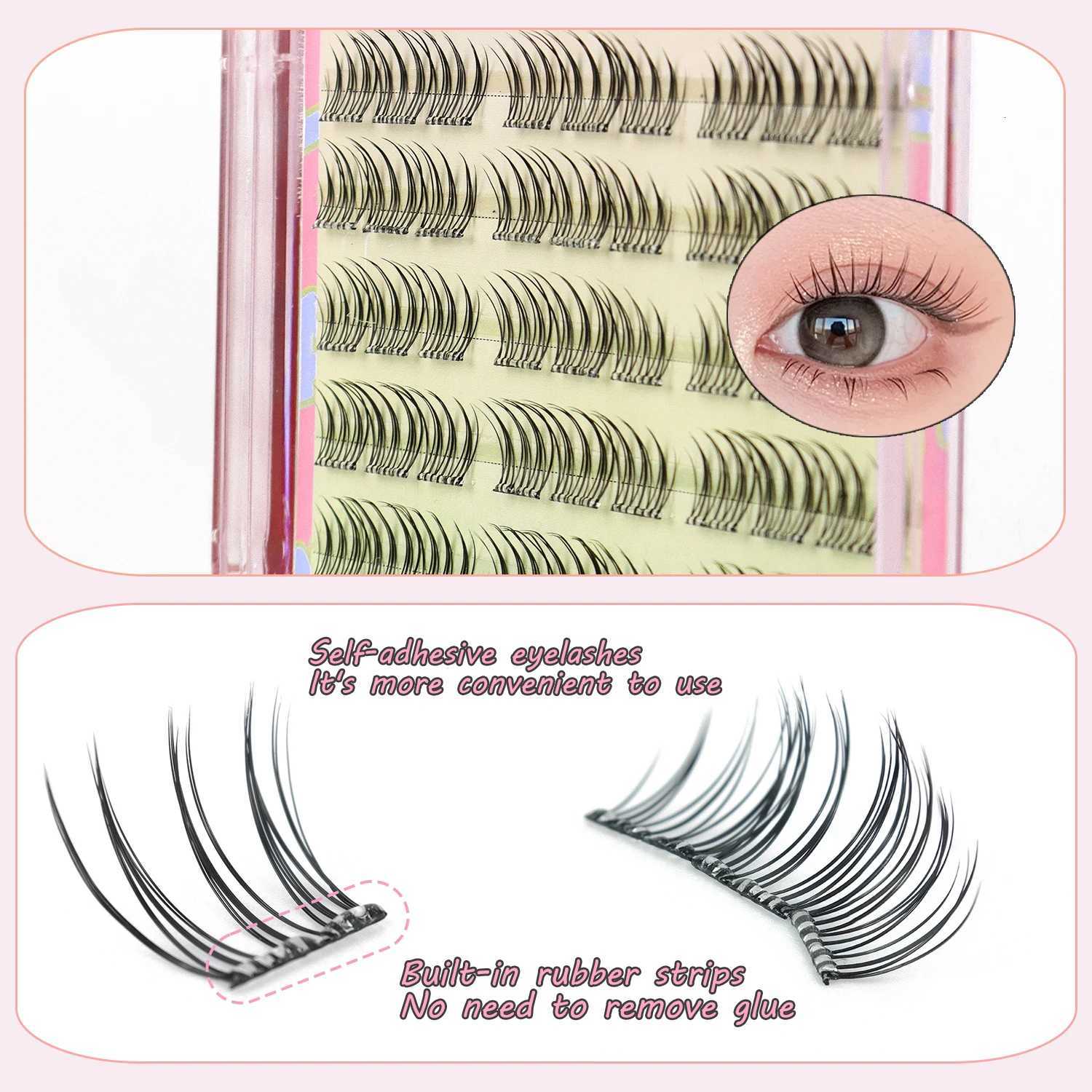 90 Pcs Self-Adhesive Eyelash Cluster Idol Single Cluster DIY Girl Group Natural Trilogy Cartoon Glue-Free False Eyelashes Z250730