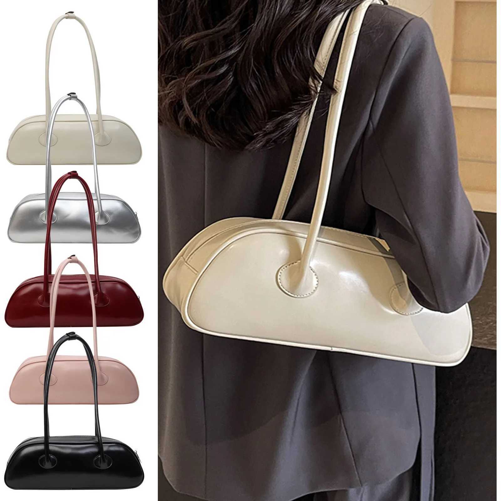 2025 New Leather Womens Light Baguette Shoulder Bag Simple Versatile Commuter Shopping Underarm Bag Y250729