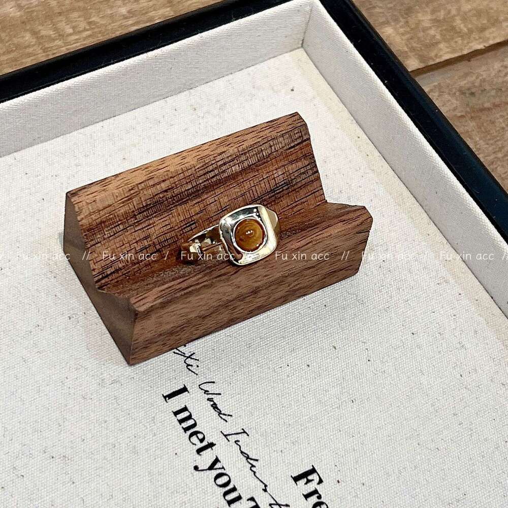 Milad Style Natural Tiger Eye Open Niche Design High-end Spotted Stone Index Finger Ring f32