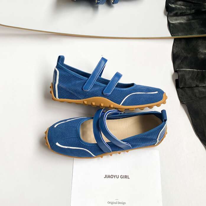 White Sneakers with Hidden Wedge Blue Sports Mary Jane Shallow Ballet Training Casual Forrest Gump Shoes