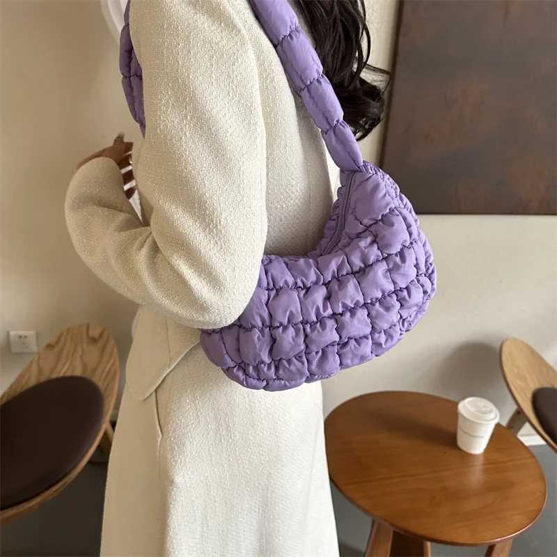 Quilted Pleated Shoulder Bags for Women Padded Bag Nylon Handbags Bucket Purse Cloud Bubbles Hobo Puffer Nylon Tote Bag Bags Y250730