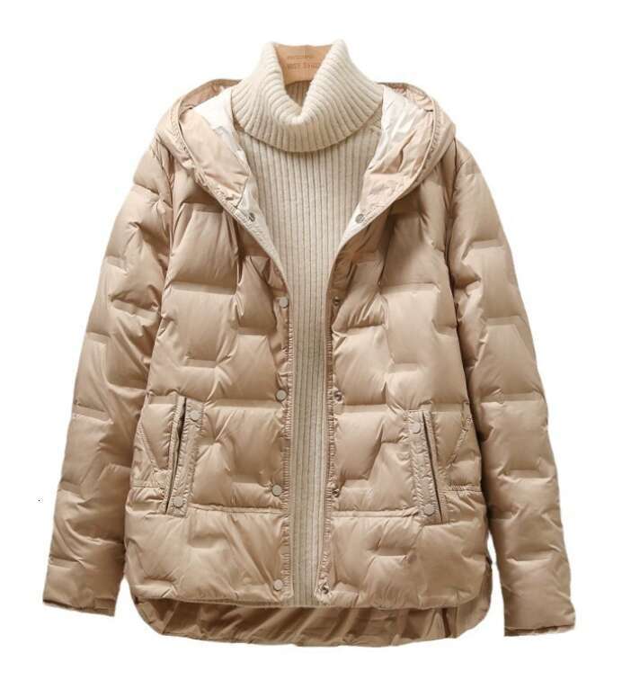 Designer Clothing 2025 White Duck Down Coat 2024 New Autumn Winter Women Casual Hooded Single Breasted Jacket Fashion Light Puffer Parka Outwear