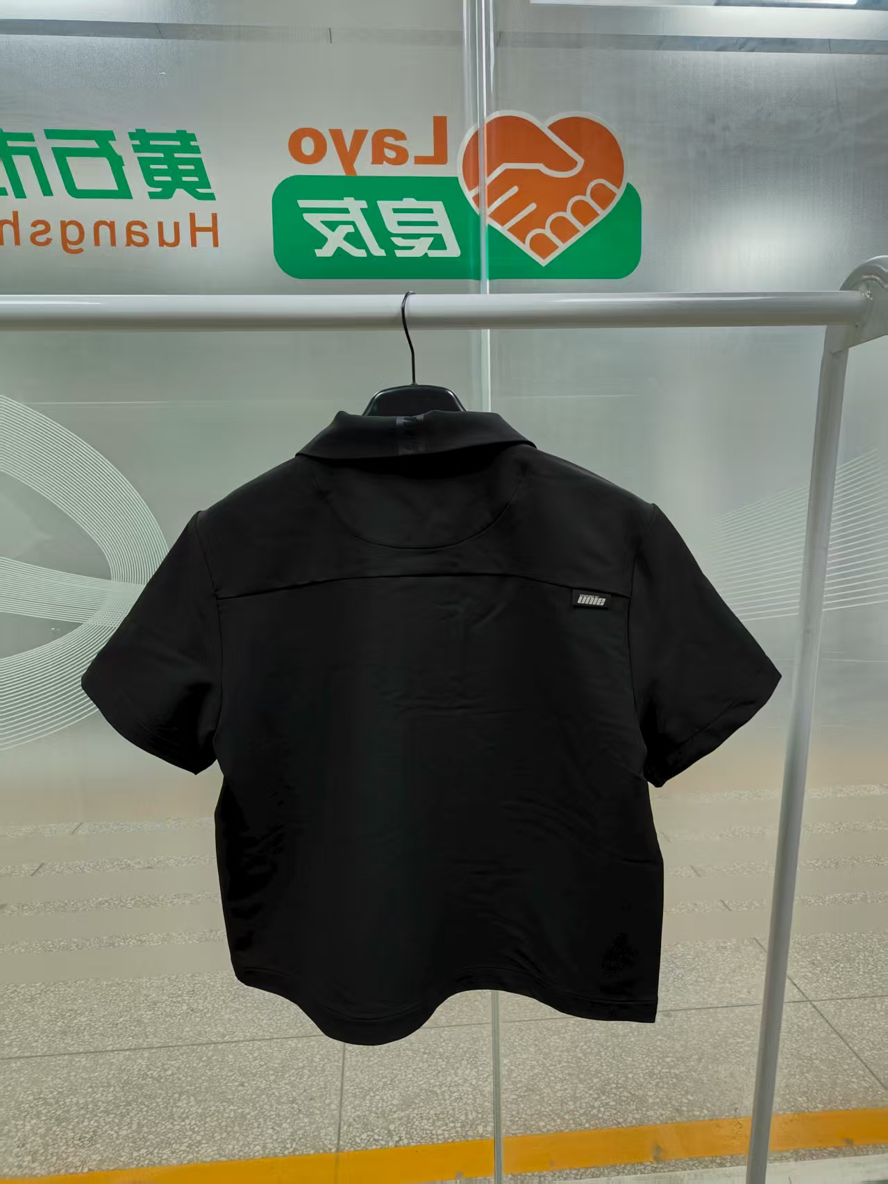 Black Lapel Collar T-shirt Men's Workwear Zip-up T-shirt Top Loose Fit T-shirt with Pockets