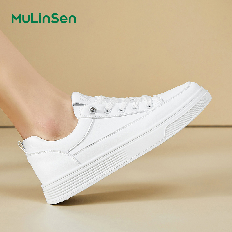 Mulinsen women's shoes spring and summer super hot white shoes 2025 new casual sneakers women's soft bottom breathable student sports shoes