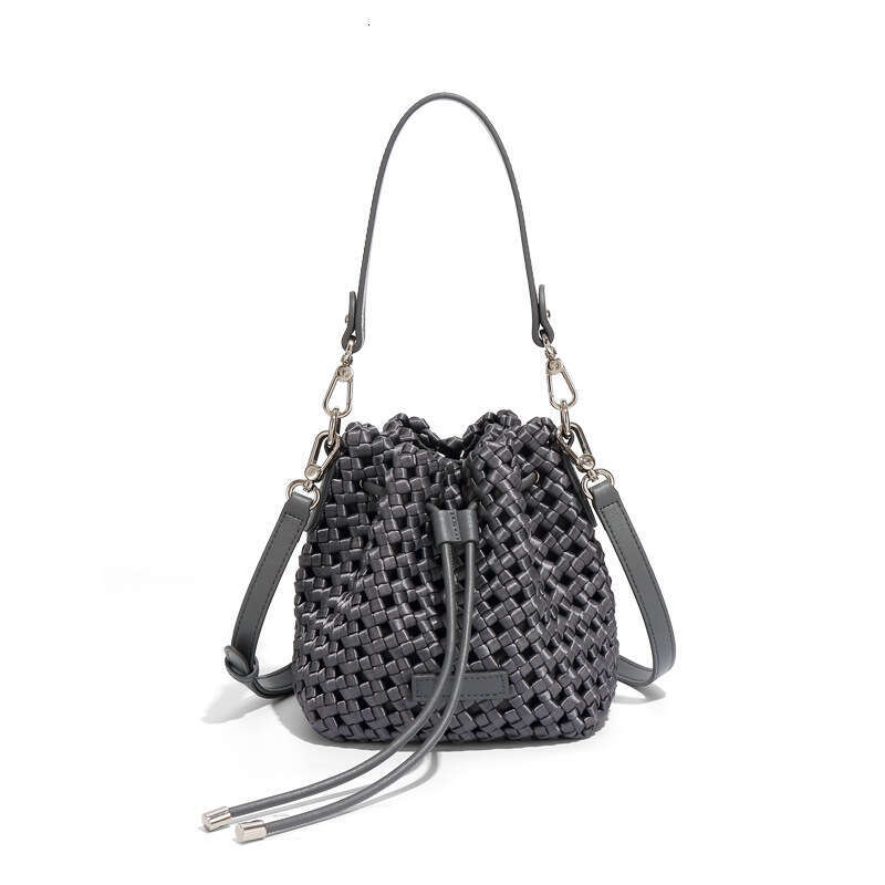New Silk Woven Bucket Fashion Trend Handbag Versatile Mini Casual Single Shoulder Crossbody Bag